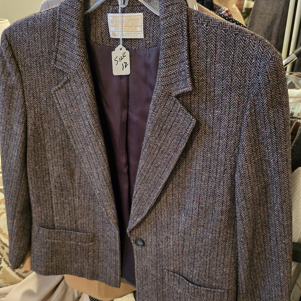 Pendleton Purple Herringbone Suit Jacket And Skirt